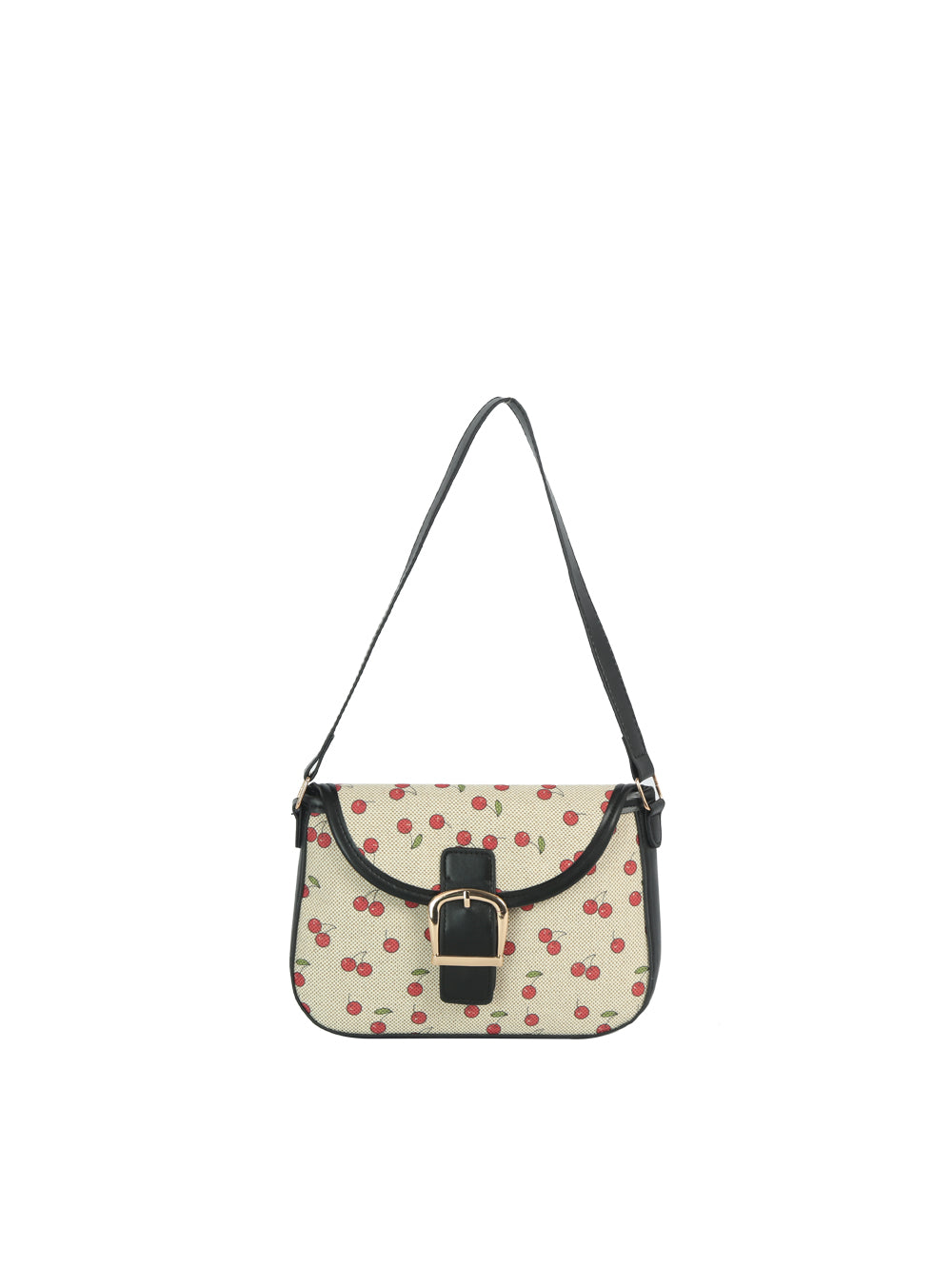 Calin Cherry Print Canvas Shoulder Bag