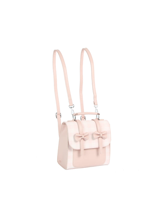 Calin Dual-Strap Plaid Bow Accent Mini Backpack