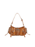 Edgy Studded Multi-Zipper Shoulder Bag