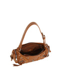 Edgy Studded Multi-Zipper Shoulder Bag