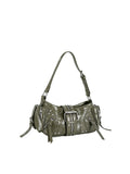 Edgy Studded Multi-Zipper Shoulder Bag