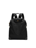 Nylon Convertible Backpack with Faux Leather Trim