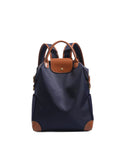 Nylon Convertible Backpack with Faux Leather Trim