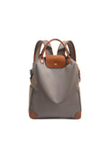Nylon Convertible Backpack with Faux Leather Trim