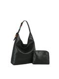 Slouchy Hobo Shoulder Bag with Scarf and Matching Pouch Set
