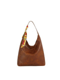 Slouchy Hobo Shoulder Bag with Scarf and Matching Pouch Set