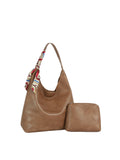 Slouchy Hobo Shoulder Bag with Scarf and Matching Pouch Set