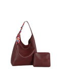 Slouchy Hobo Shoulder Bag with Scarf and Matching Pouch Set