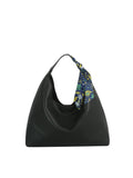 Slouchy Hobo Shoulder Bag with Scarf Accent