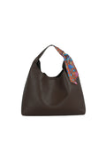 Slouchy Hobo Shoulder Bag with Scarf Accent
