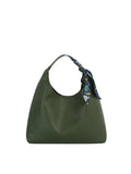 Slouchy Hobo Shoulder Bag with Scarf Accent