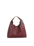 Slouchy Hobo Shoulder Bag with Scarf Accent