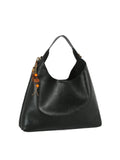 Slouchy Hobo Handbag with Beaded Tassel Accent