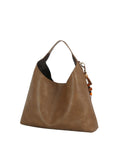Slouchy Hobo Handbag with Beaded Tassel Accent