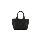 Weaved patterned vegan leather tote