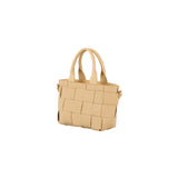 Weaved patterned vegan leather tote