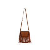 Whipstitch centered and fringed crossbody