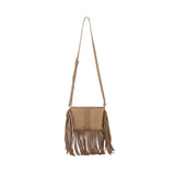 Whipstitch centered and fringed crossbody