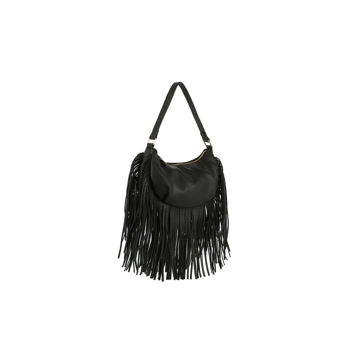 Fringed moon shape shoulder bag