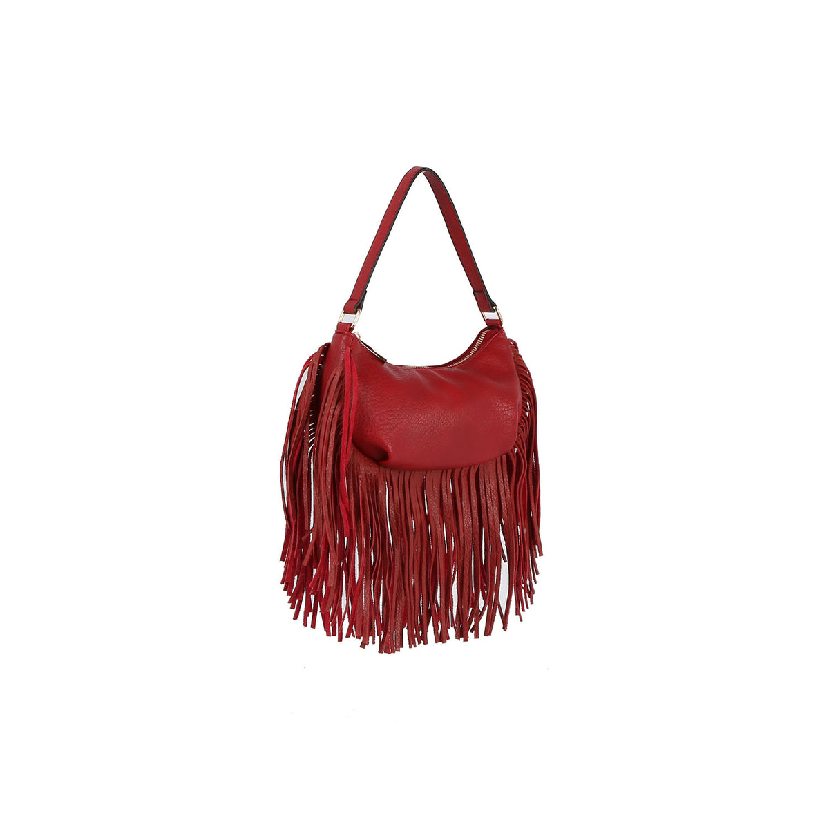 Fringed moon shape shoulder bag