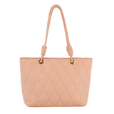 Quilted shopper tote with knot detailed handle