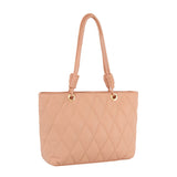 Quilted shopper tote with knot detailed handle