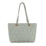 Quilted shopper tote with knot detailed handle