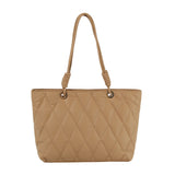 Quilted shopper tote with knot detailed handle