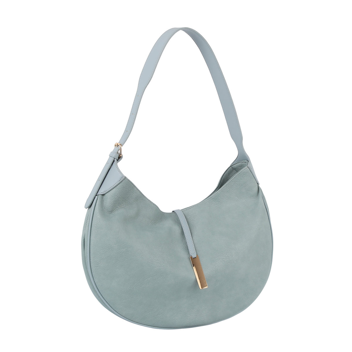 Crescent metal décor hobo shoulder bag