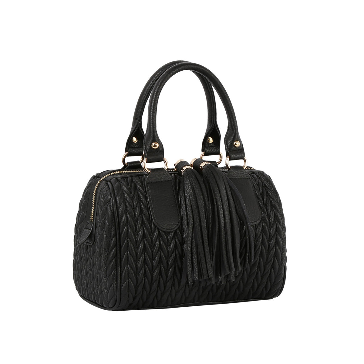 Chevron quilted Tassel boston satchel bag