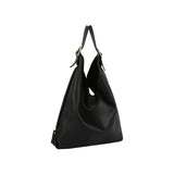 Slouchy buckled handle hobo shoulder bag