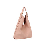 Slouchy buckled handle hobo shoulder bag