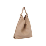 Slouchy buckled handle hobo shoulder bag