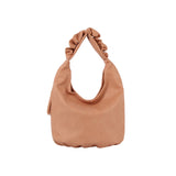 Ruched handle side pocket hobo shoulder bag