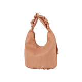 Ruched handle side pocket hobo shoulder bag