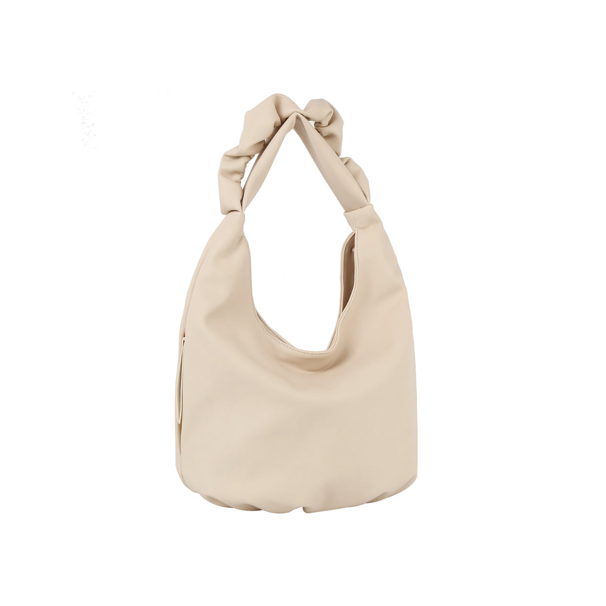 Ruched handle side pocket hobo shoulder bag