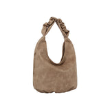 Ruched handle side pocket hobo shoulder bag