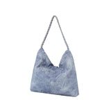 Washed denim slouchy hobo shoulder bag