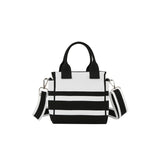 Stripe canvas mini tote satchel bag