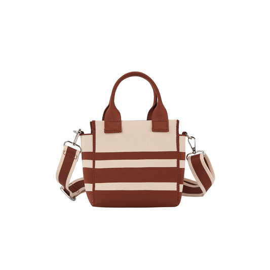 Stripe canvas mini tote satchel bag
