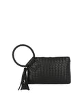 Calin Woven Fringe Cuff Handle Clutch