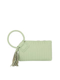 Calin Woven Fringe Cuff Handle Clutch