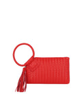 Calin Woven Fringe Cuff Handle Clutch