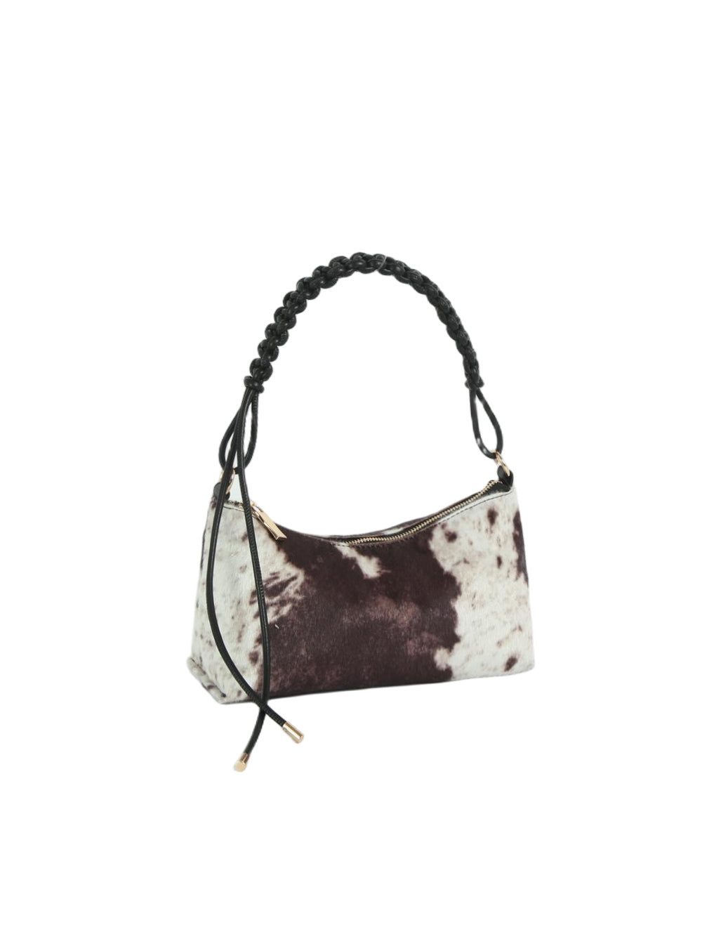 Calin Faux Fur Animal Print Braided Shoulder Bag
