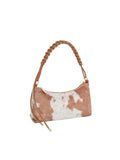 Calin Faux Fur Animal Print Braided Shoulder Bag