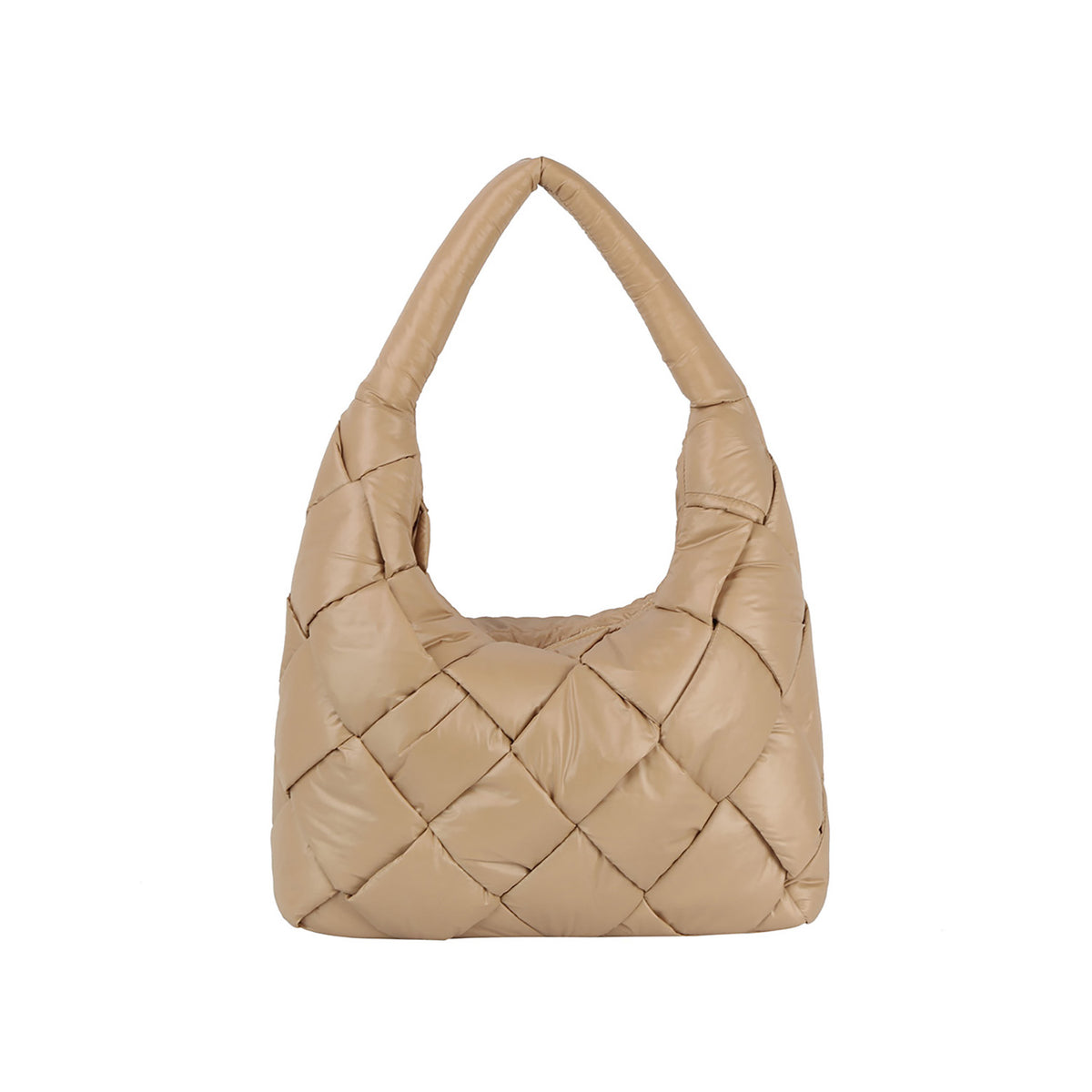 Light weight puffer woven hobo shoulder bag