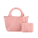 Micro puffy quilted 2 in 1 top handle satchel bag