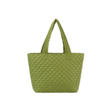 Light weight puffer quilted shoppers tote travel bag