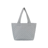 Light weight puffer quilted shoppers tote travel bag