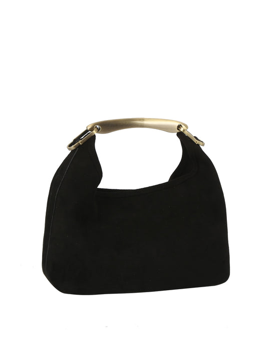 Hobo Bag with Sculptural Gold-metal Handle